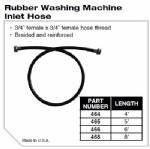 464- 4' Rubber Washing Machine Inlet Hose